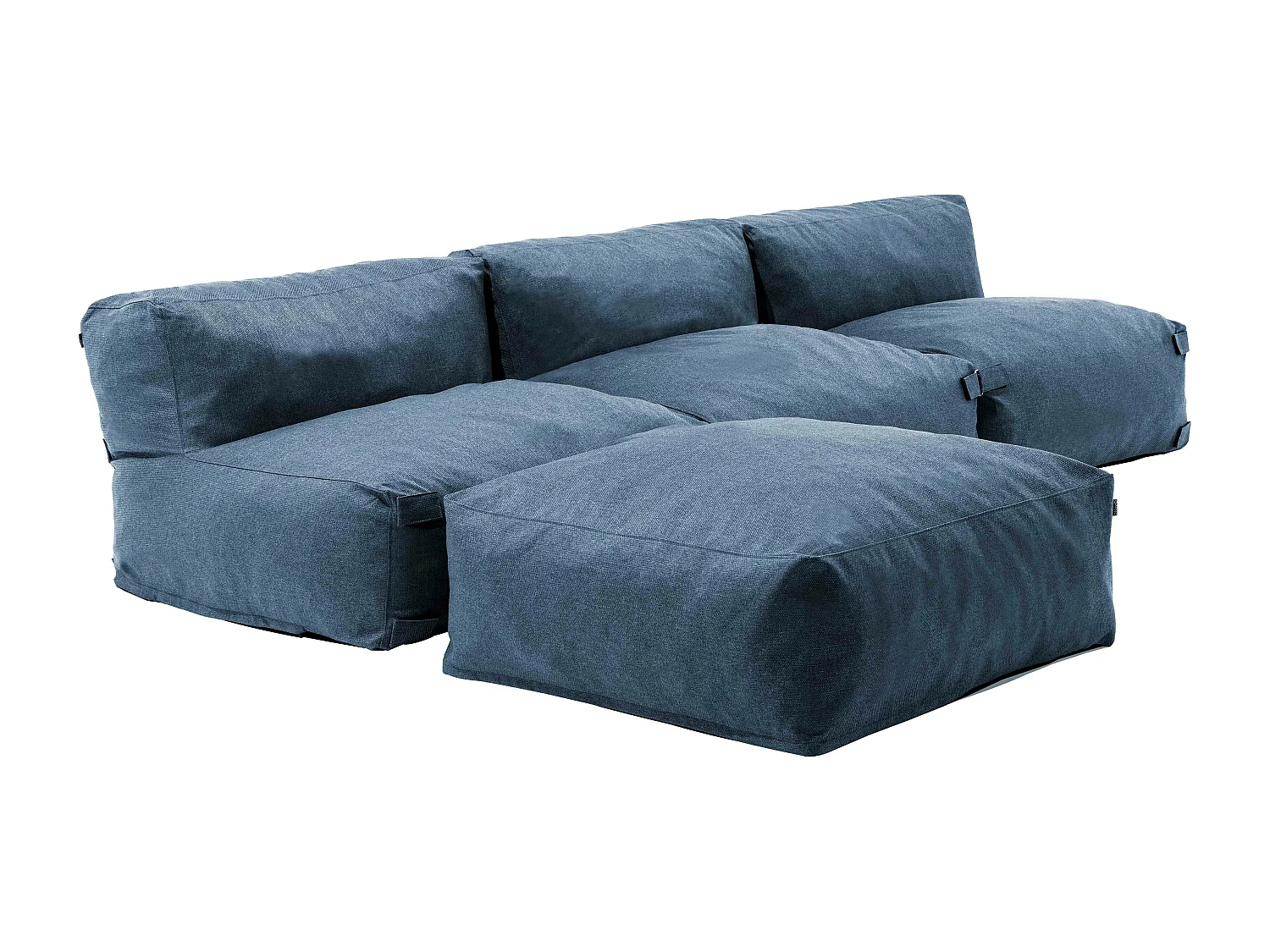 Canapé d'angle fixe modulable 4 places bleu pacific - Mixi