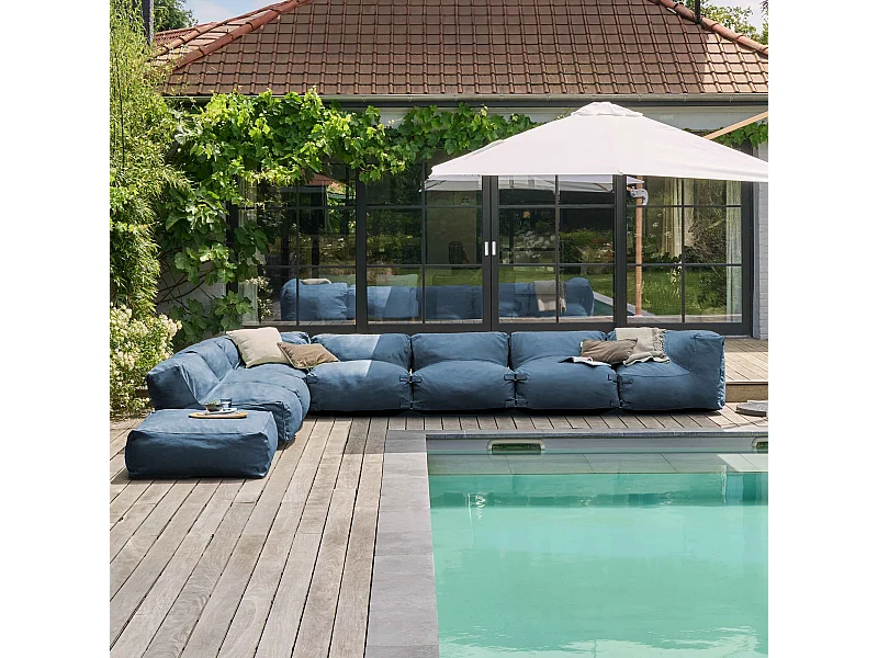 Canapé d'angle modulable 8 places bleu pacific - Mixi