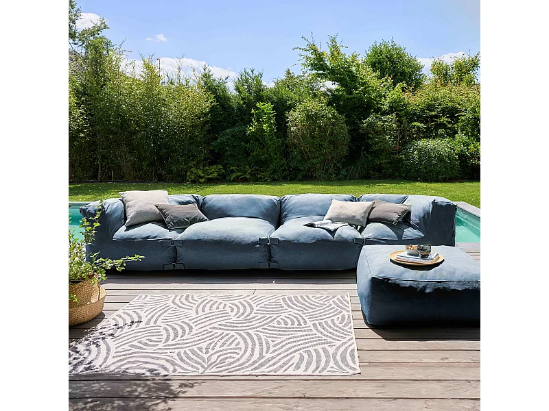 Canapé d'angle modulable 5 places bleu pacific - Mixi