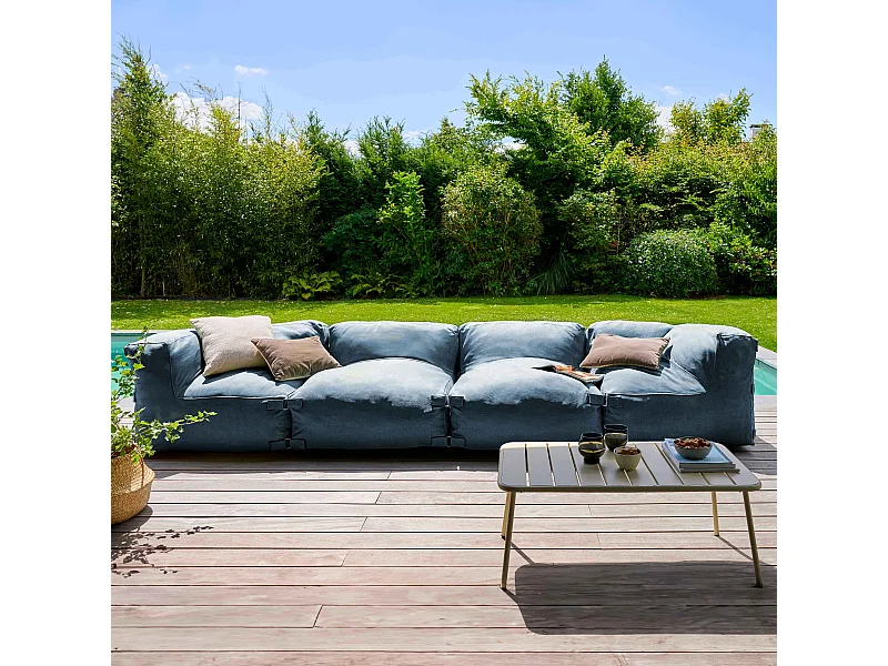 Canapé modulable 4 places bleu pacific - Mixi