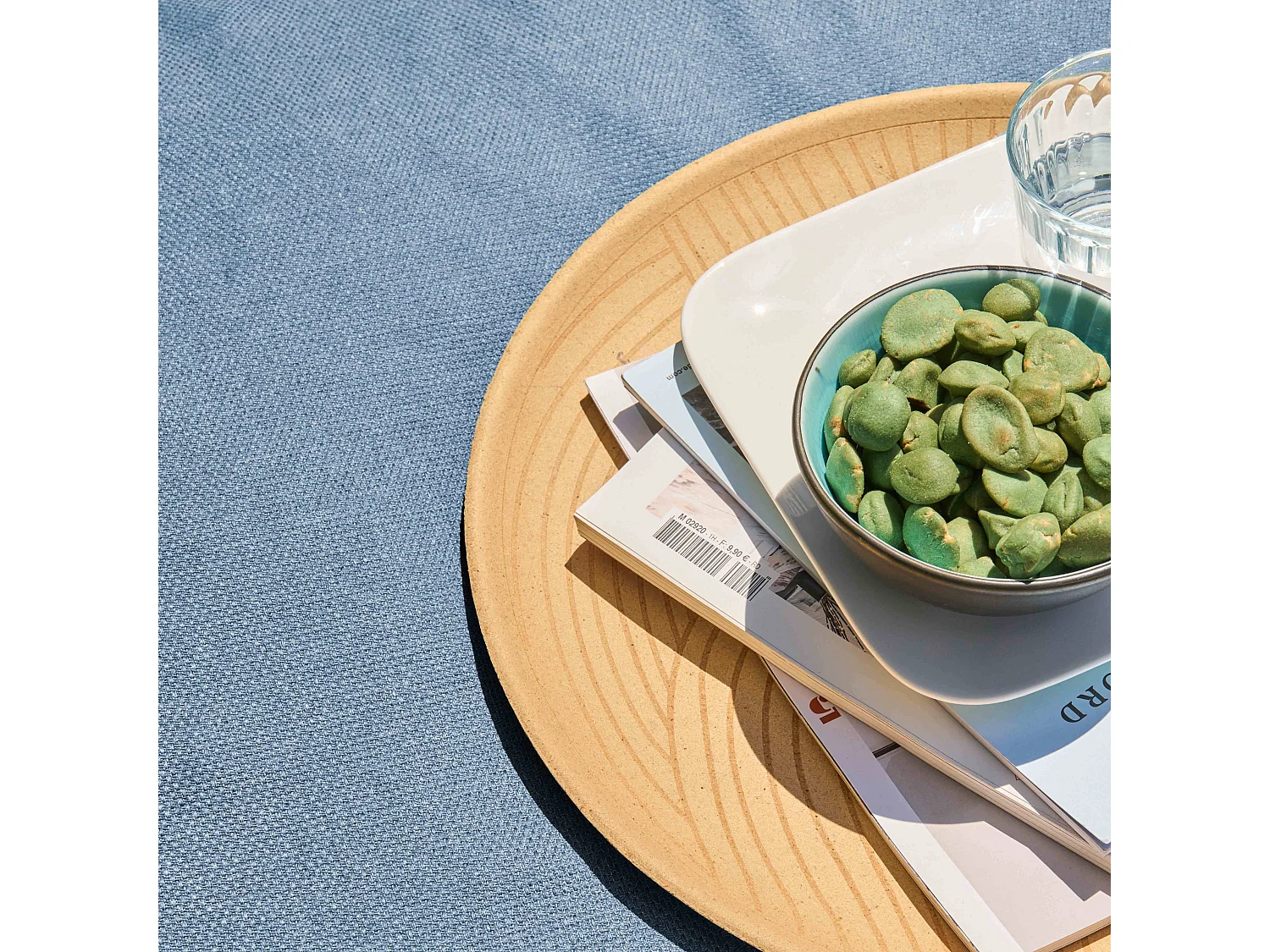 Pouf de jardin pour canapé modulable bleu pacific - Mixi