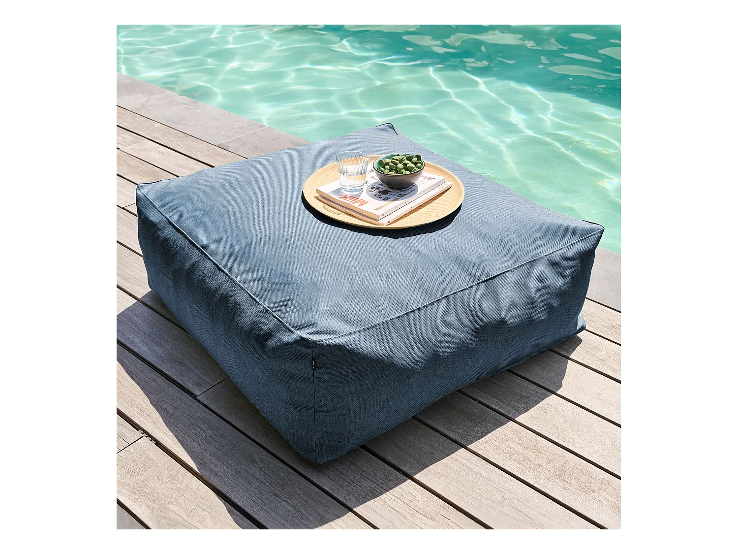 Pouf pour canapé modulable bleu pacific - Mixi