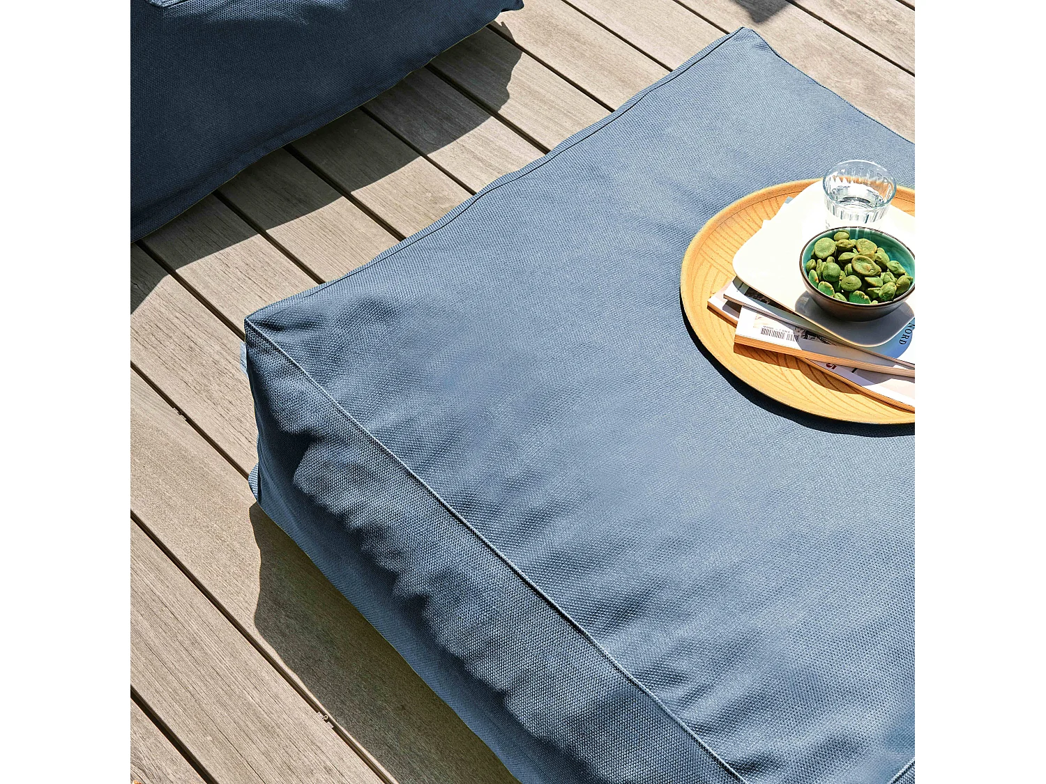 Pouf de jardin pour canapé modulable bleu pacific - Mixi