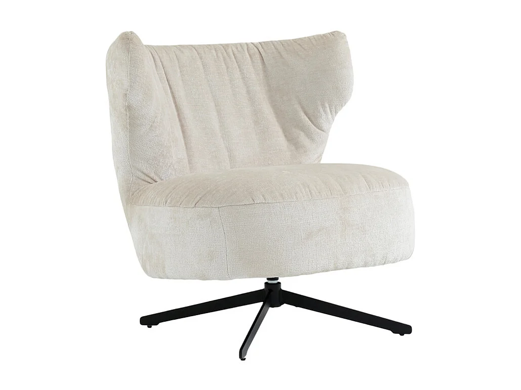 Fauteuil rotatif 360° microfibre blanc écru et pieds métal – FRANCESCA