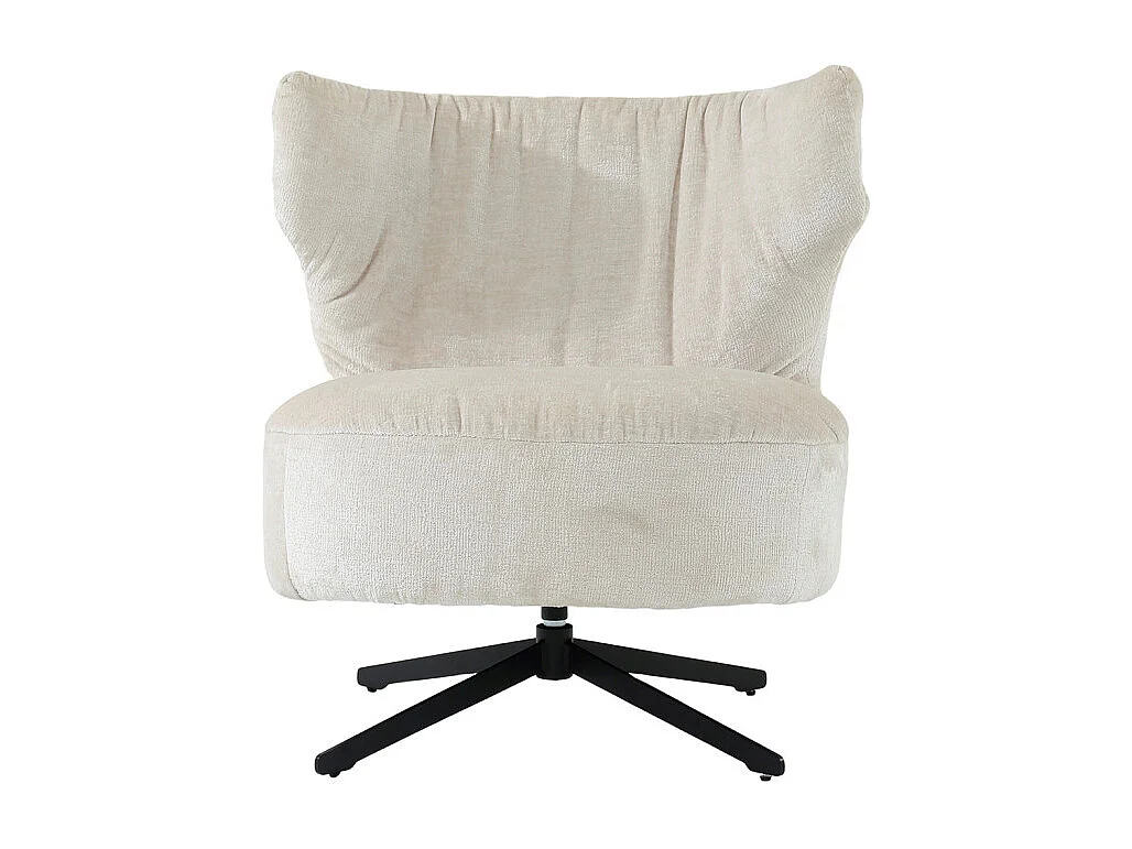 Fauteuil rotatif 360° microfibre blanc écru et pieds métal – FRANCESCA