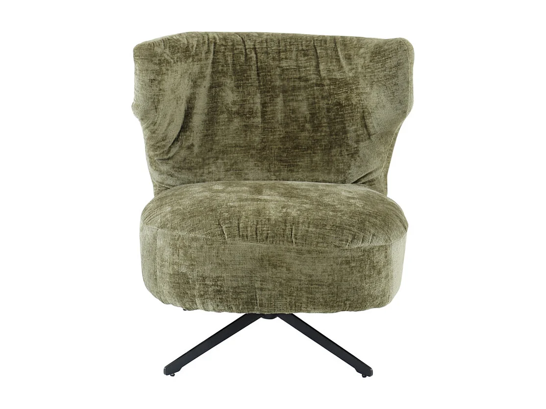 Fauteuil rotatif 360° en microfibre vert kaki et pieds métal – FRANCESCA