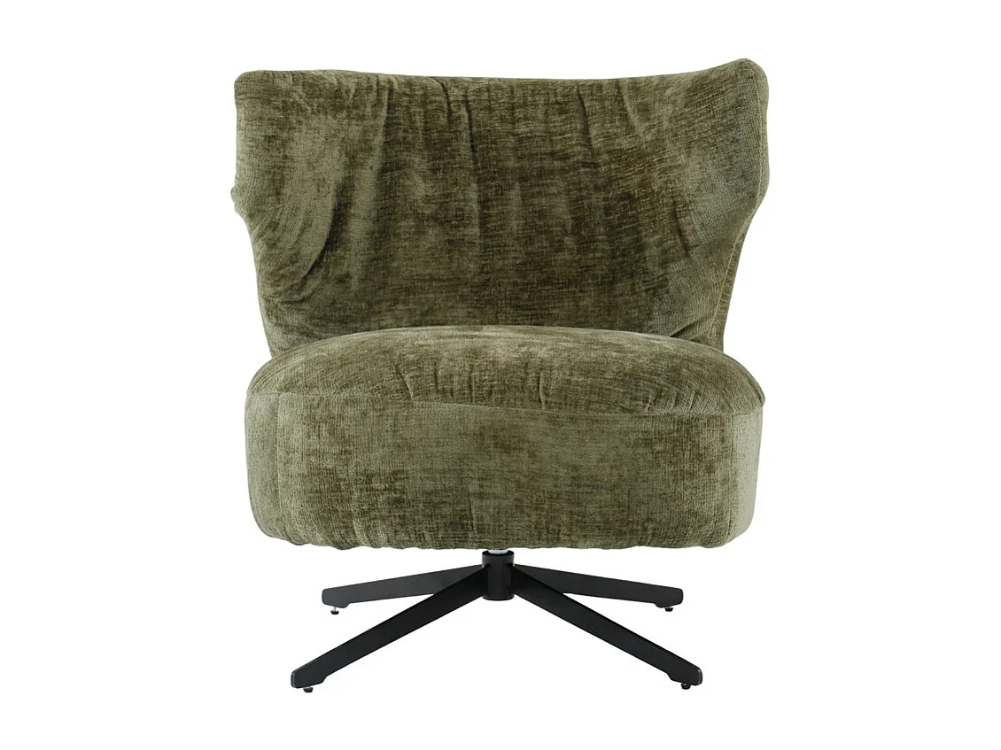 Fauteuil rotatif 360° en microfibre vert kaki et pieds métal – FRANCESCA