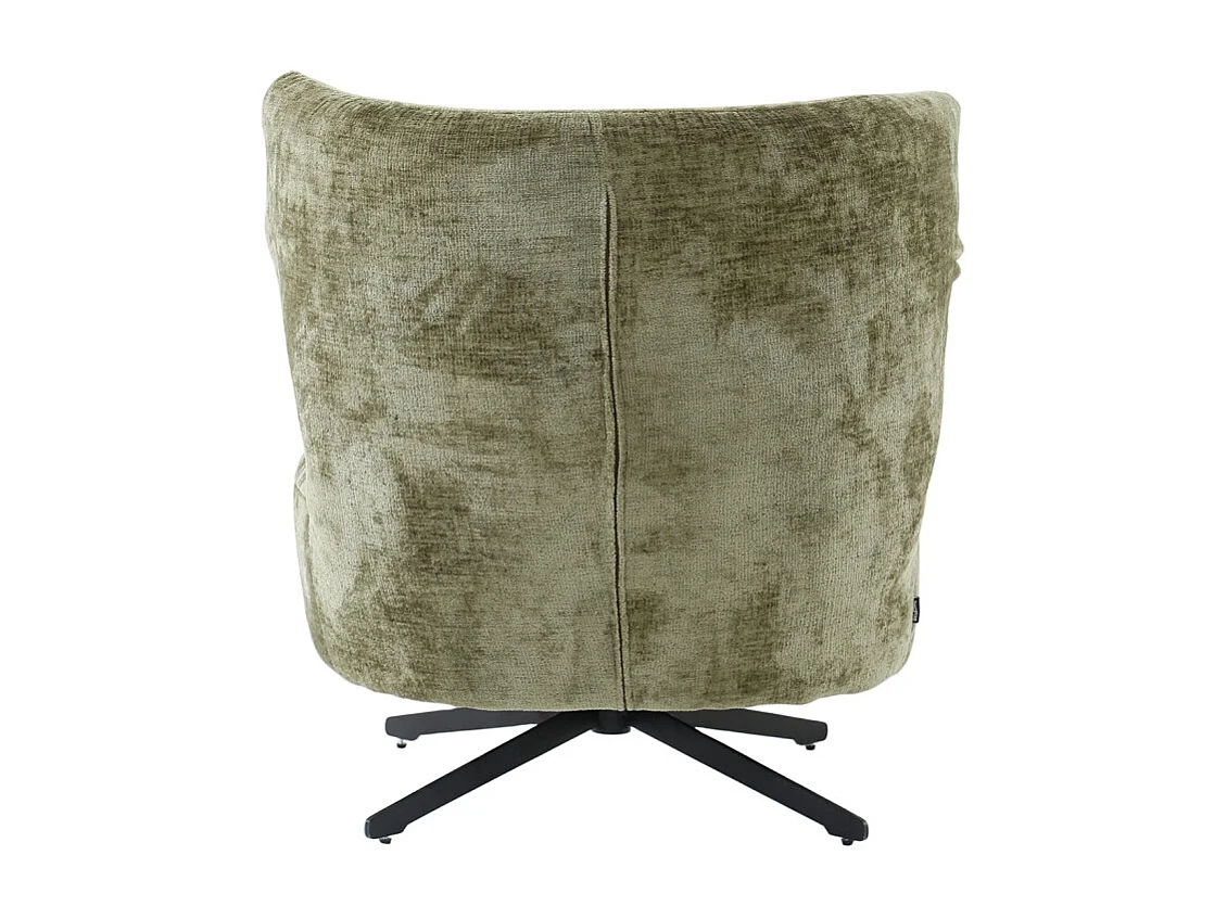 Fauteuil rotatif 360° en microfibre vert kaki et pieds métal – FRANCESCA