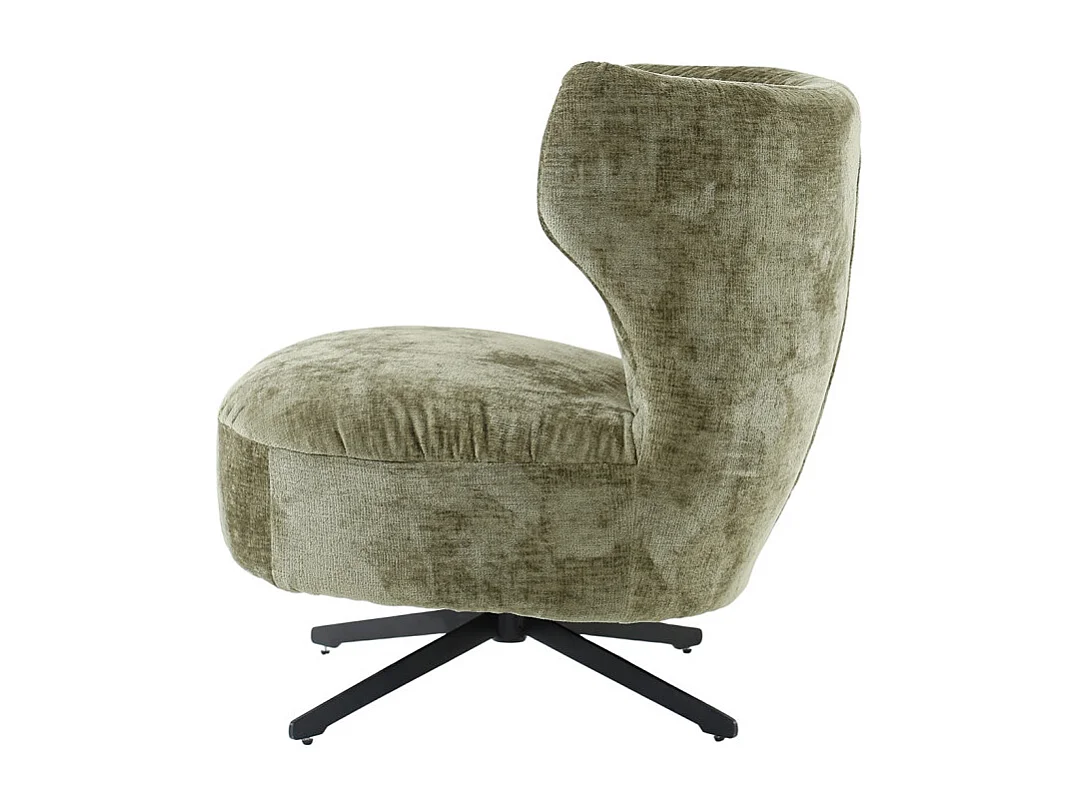 Fauteuil rotatif 360° en microfibre vert kaki et pieds métal – FRANCESCA