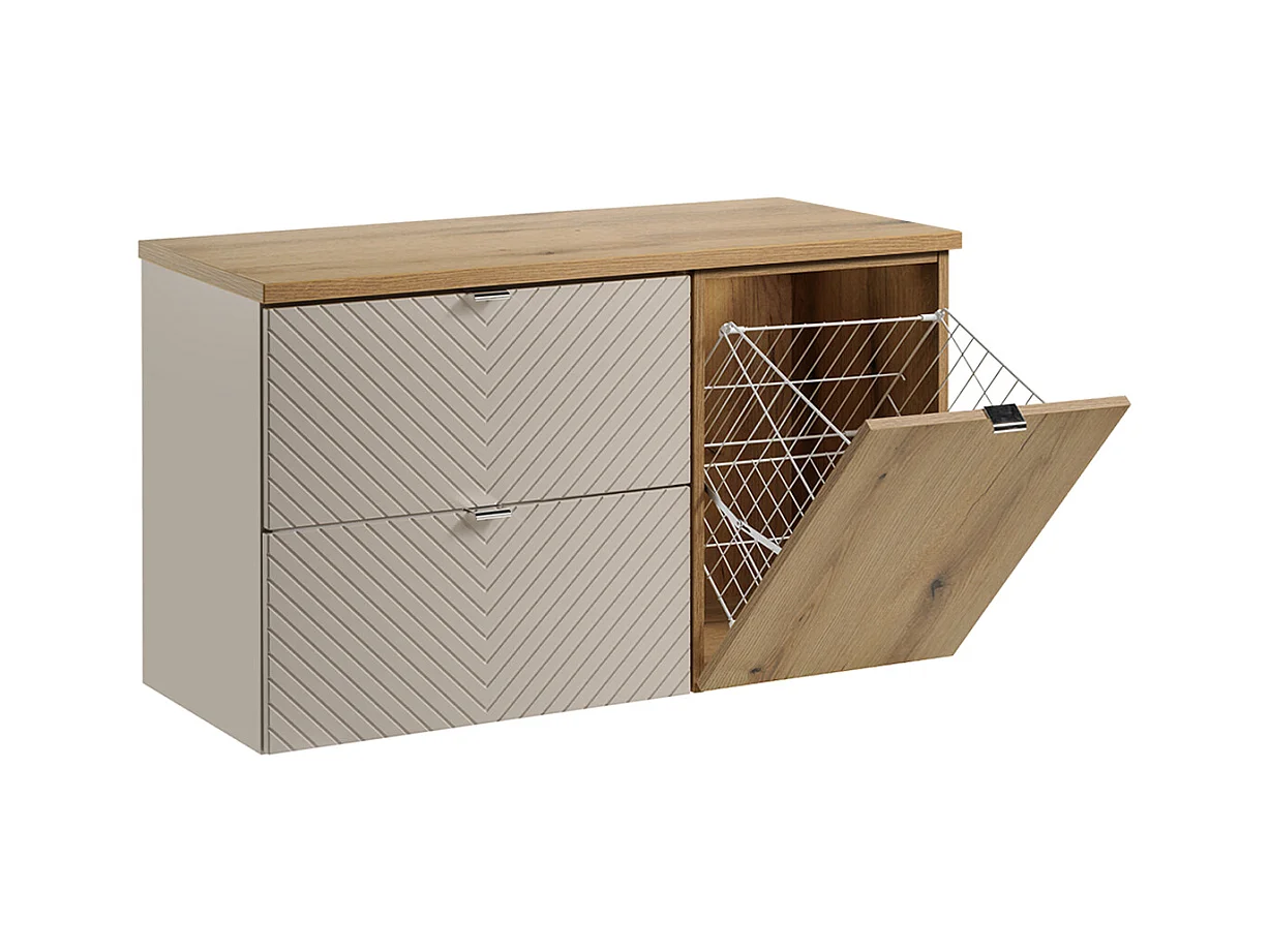 Onderkast 100cm Manoa wasmand Kasjmier en hout
