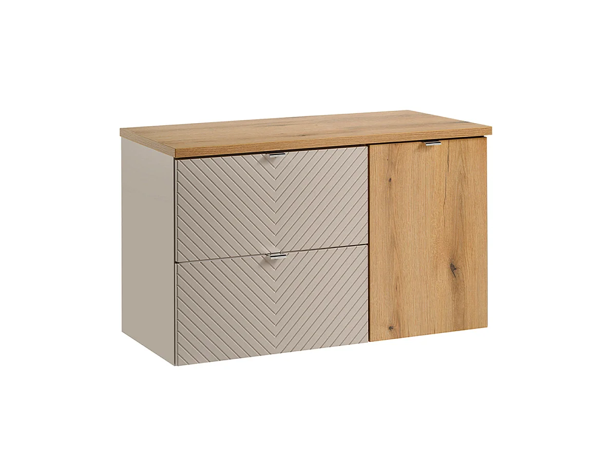 Waschtischunterschrank 100cm Wäschekorb Manoa Kaschmir und Holz