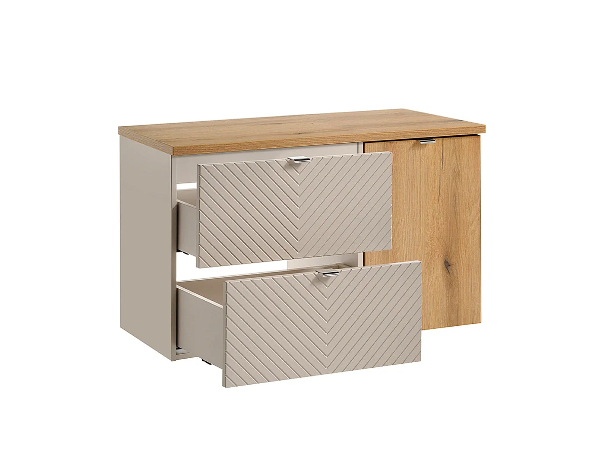 Waschtischunterschrank 100cm Wäschekorb Manoa Kaschmir und Holz