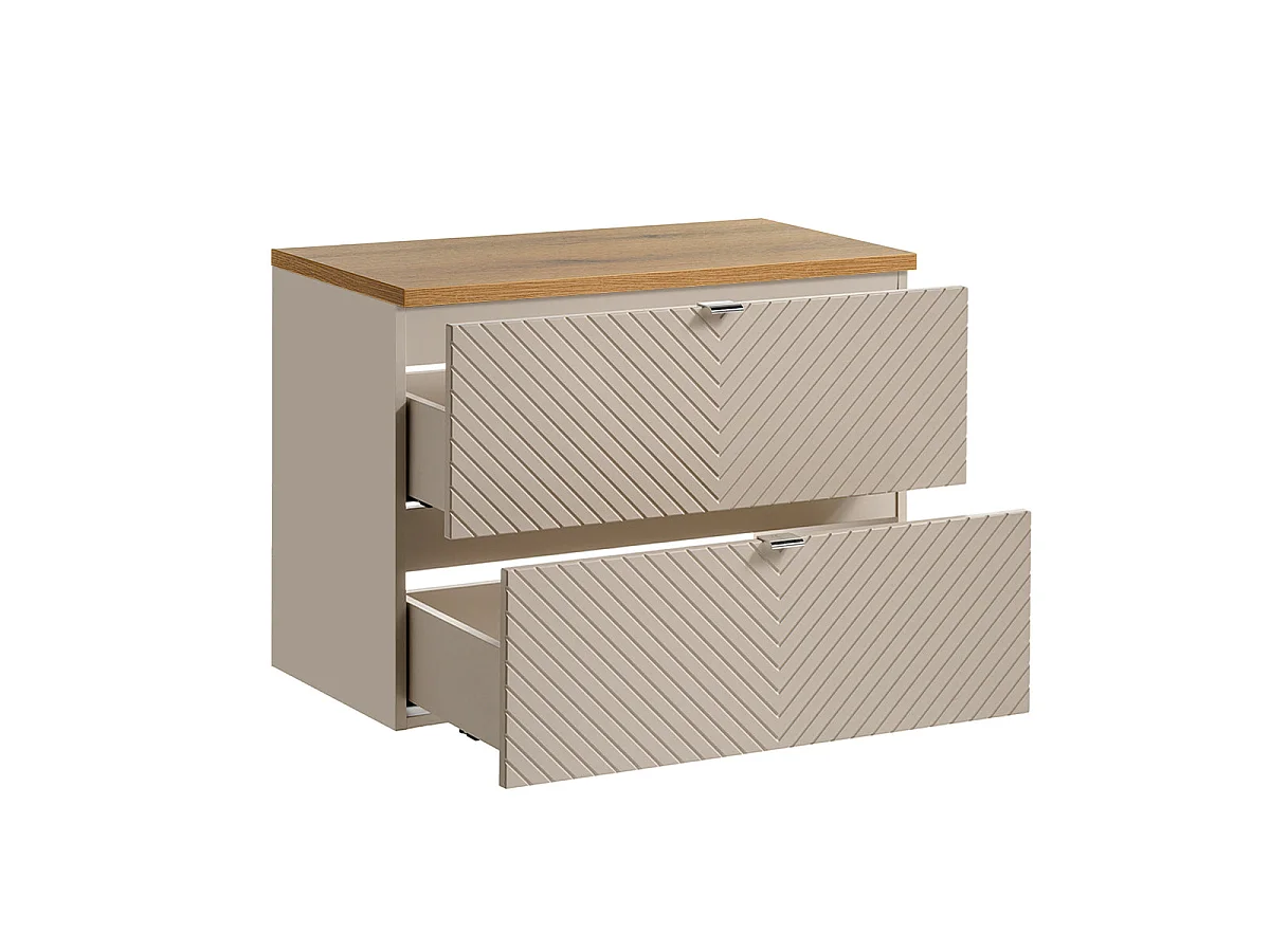 Meuble sous-vasque 80cm 2 tiroirs plan de toilette Manoa Cachemire et Bois