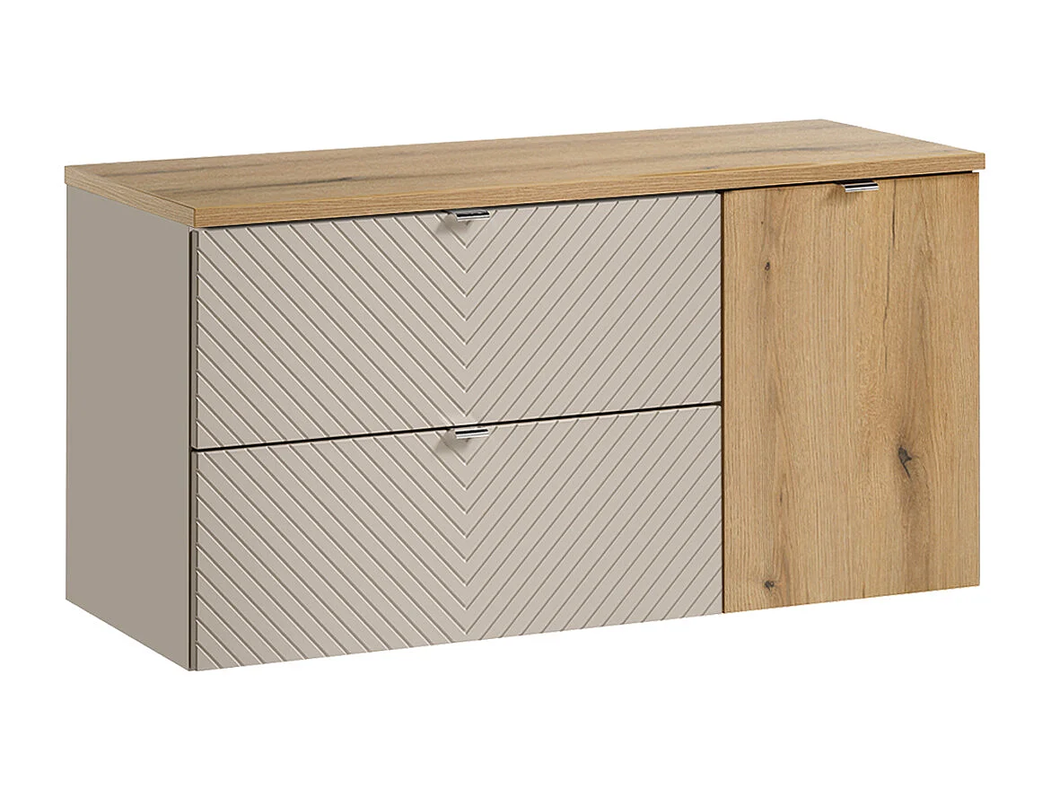 Meuble sous-vasque 120cm panier à linge Manoa Cachemire et bois