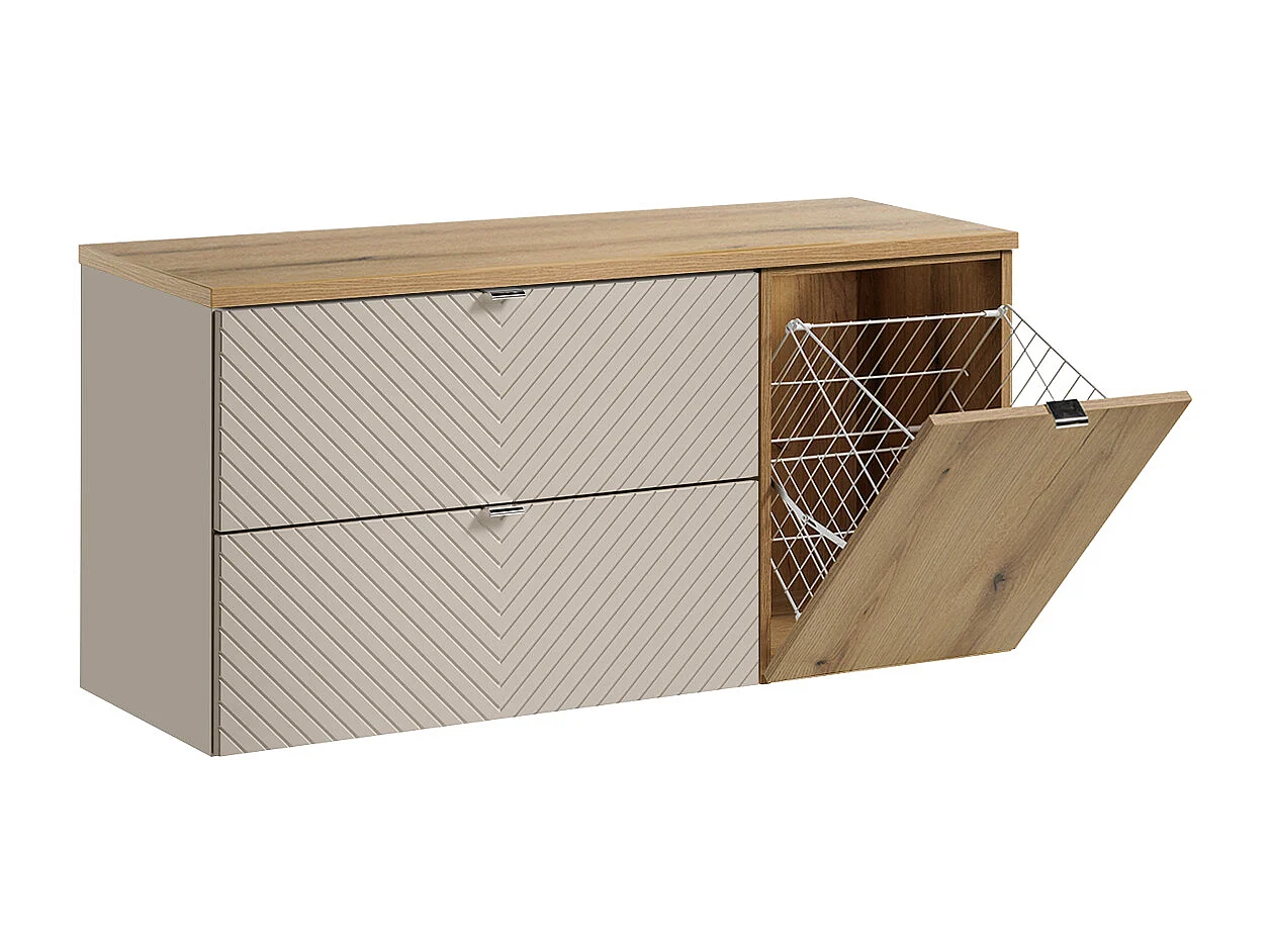Mueble bajo lavabo 120cm cesto de ropa Manoa Cachemira y madera