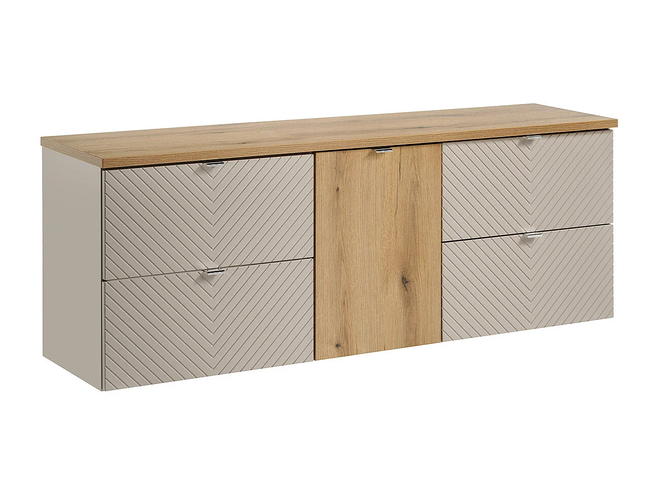 Meuble sous-vasque 160cm panier à linge Manoa Cachemire et bois