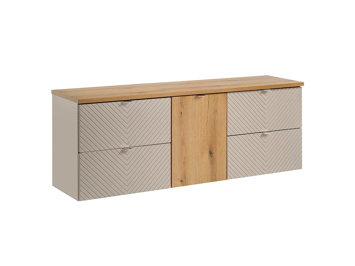 Mobile sottolavabo 160cm Manoa Cashmere e cesto portabiancheria in legno