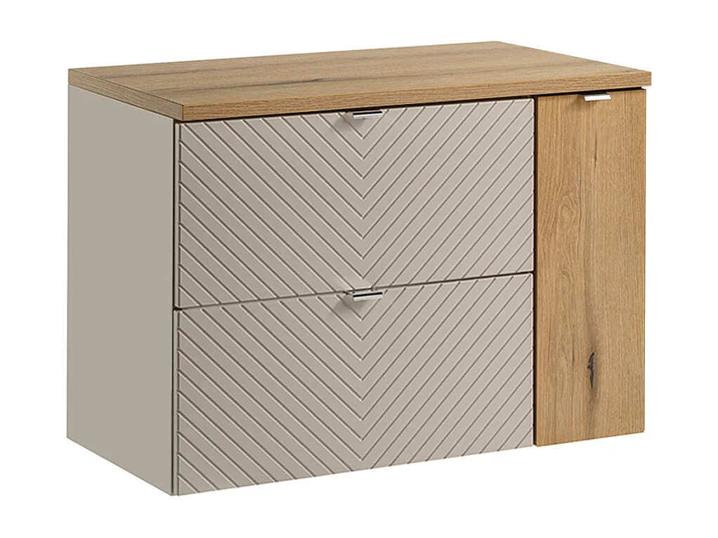 Meuble sous-vasque 80cm 2 tiroirs 1 porte Manoa Cachemire et bois