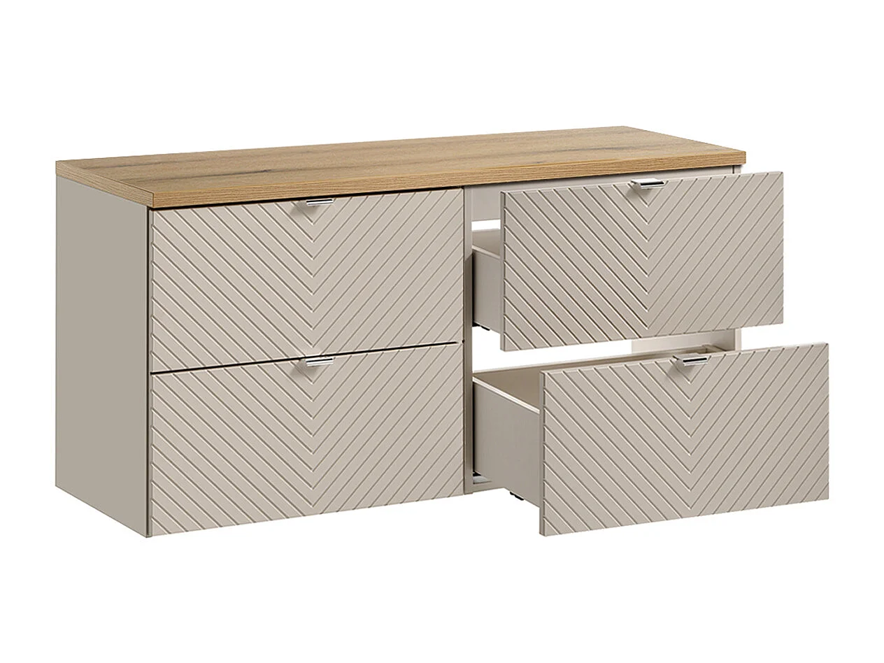 Meuble sous-vasque 120cm plan de toilette Manoa Cachemire et bois