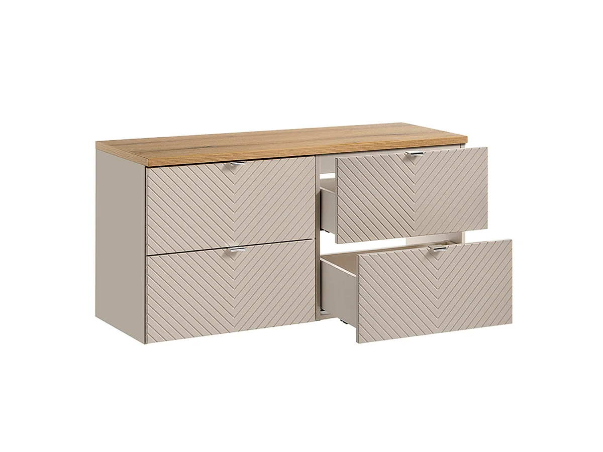 Meuble sous-vasque 120cm 4 tiroirs plan de toilette Manoa Cachemire et Bois