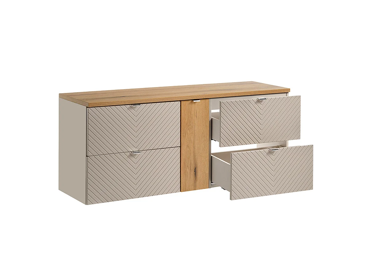 Mobile sottolavabo 140cm 4 cassetti 1 anta Manoa Cashmere e legno