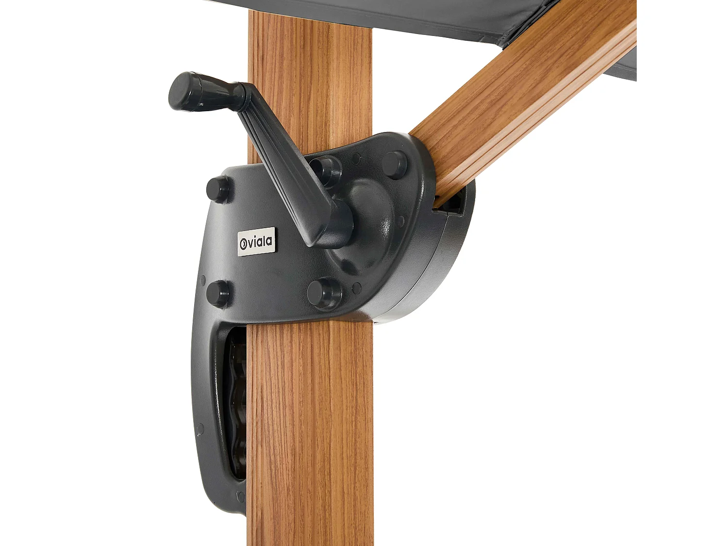 Parasol déporté rotatif 360° 3 têtes (4,5 x 2,65 m) + housse gris - Triano