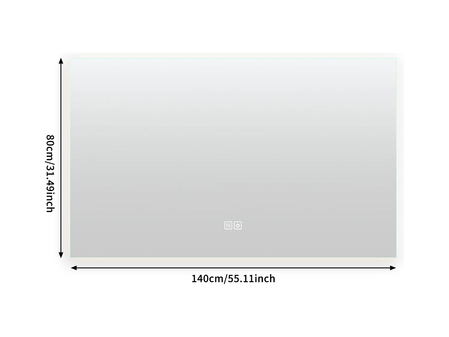 Specchio da bagno a LED - Specchio da parete antiappannamento illuminato 3 luminosità, senza cornice, senza carteggiatura, - Rettangolo 80x140cm
