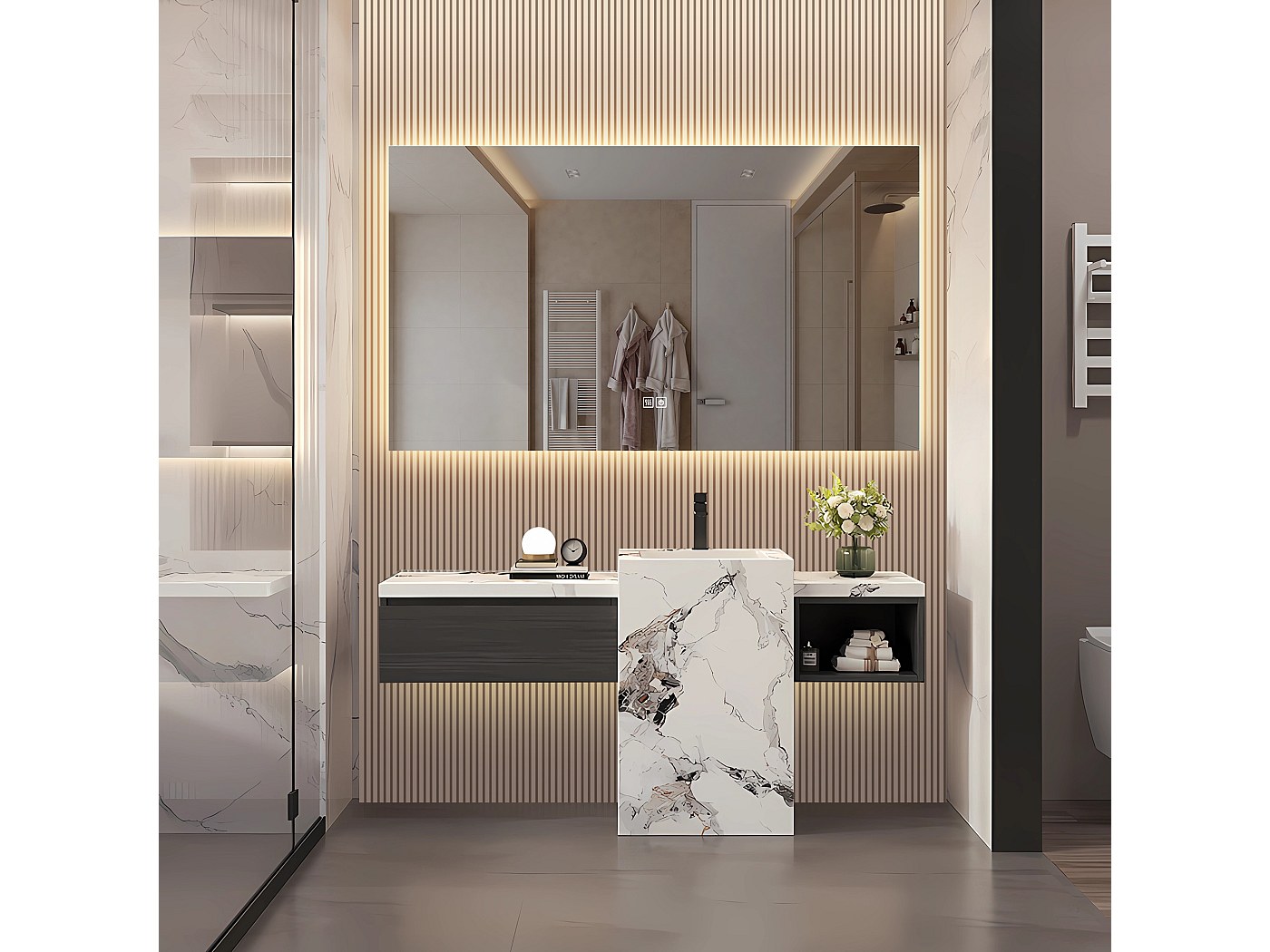 Miroir Salle de Bain LED - Miroir Mural Lumineux Anti Buée 3