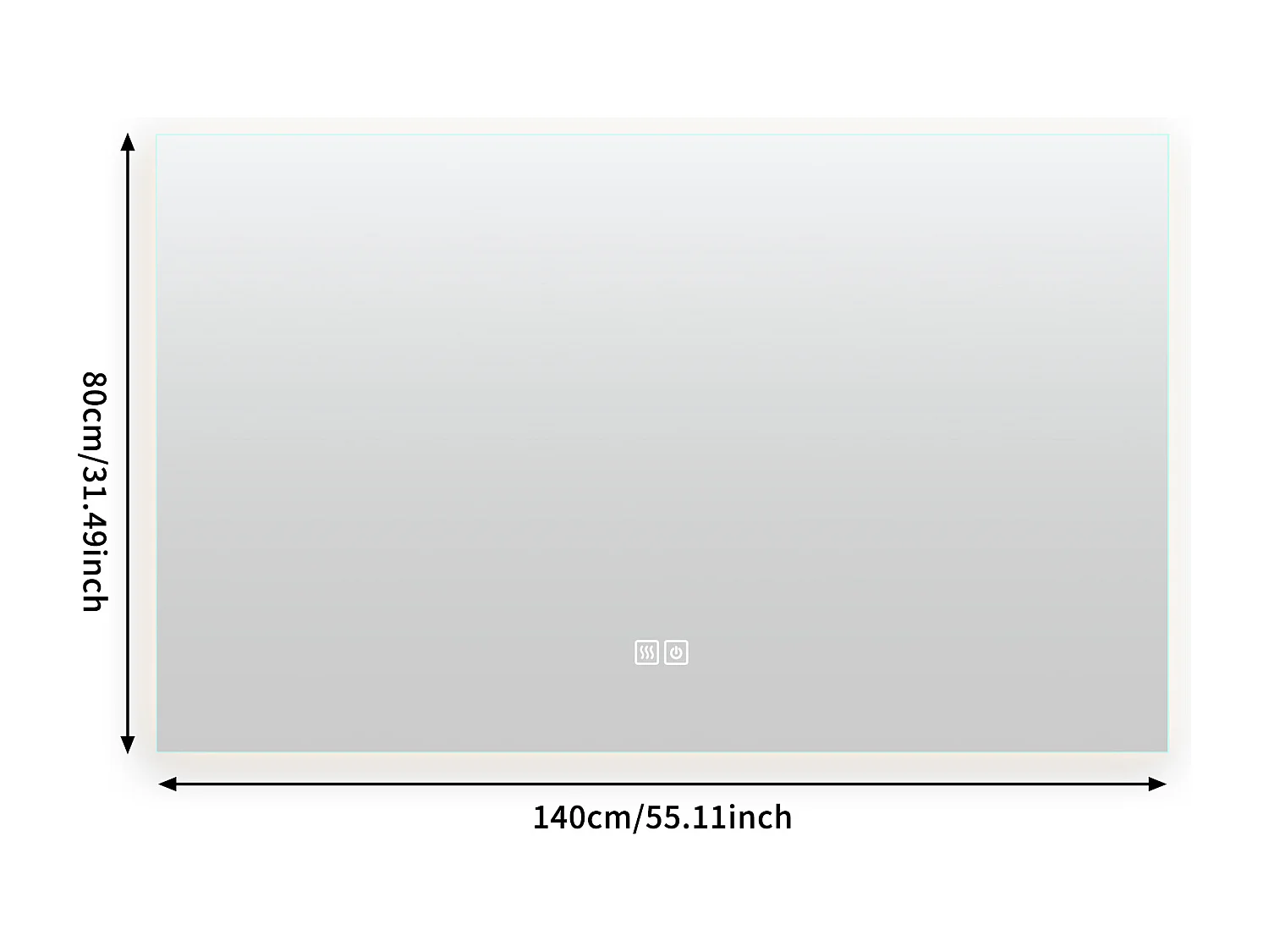 Miroir Salle de Bain LED - Miroir Mural Lumineux Anti Buée 3 Luminosités, Sans Cadre, Sans Ponçage, - Rectangle 80x140cm