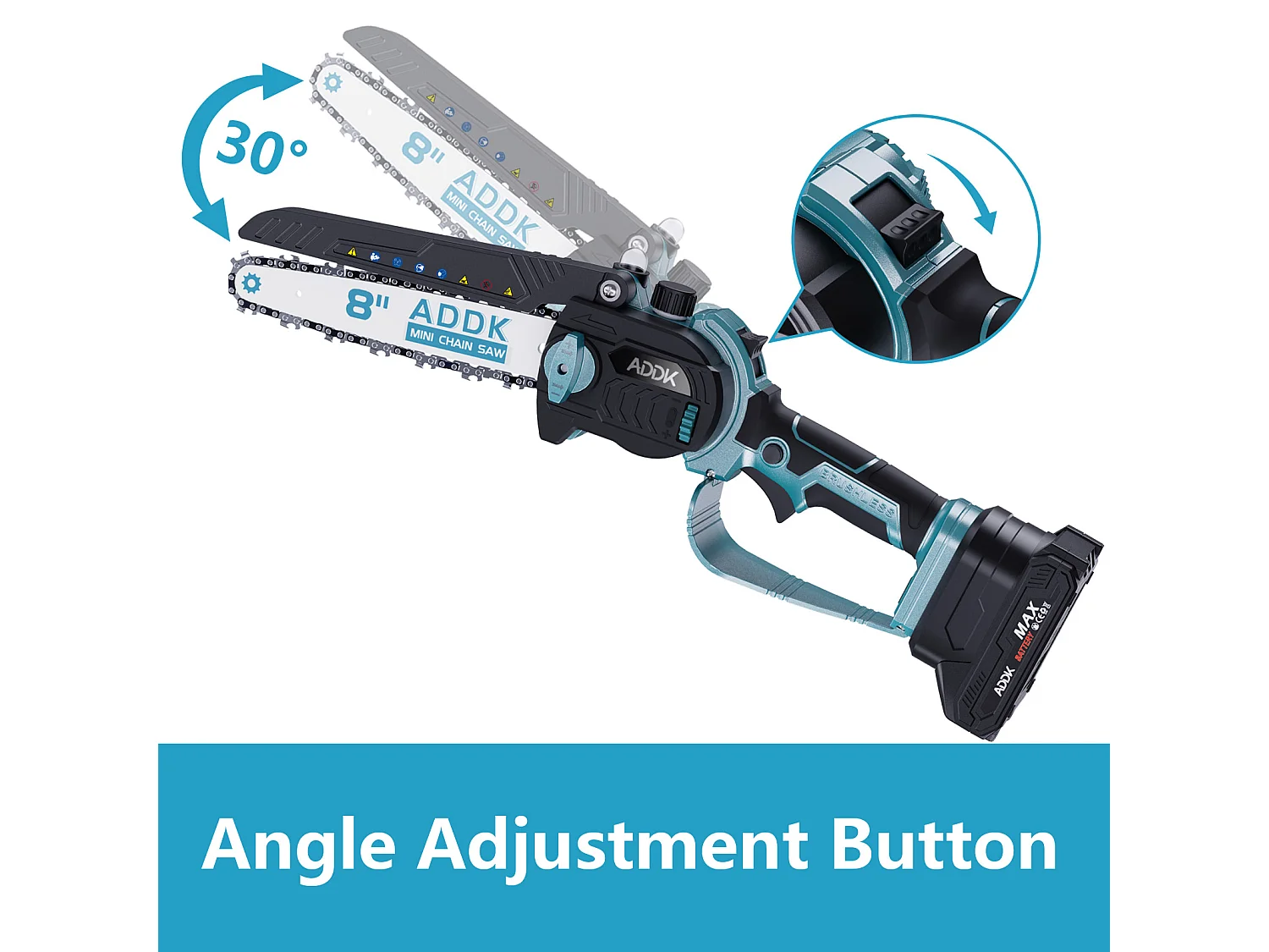 Tronçonneuse, mini scie 8", mini scie à bois portable 21 V 450 W, tronçonneuse électrique 8", 4 tronçonneuses – Bleu