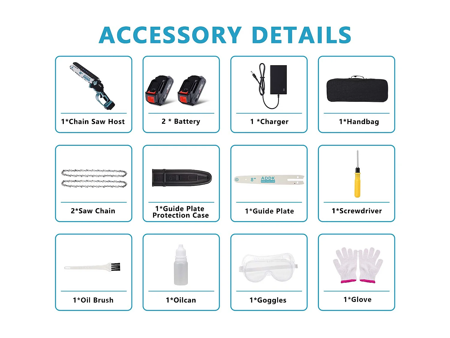 Tronçonneuse, mini scie 8", mini scie à bois portable 21 V 450 W, tronçonneuse électrique 8", 4 tronçonneuses – Bleu