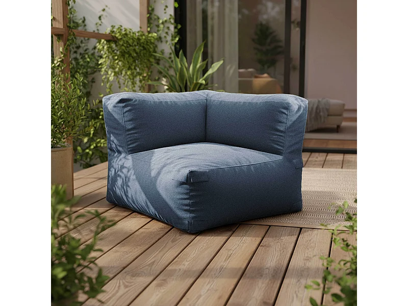 Fauteuil d'angle pour canapé modulable bleu pacific - Mixi