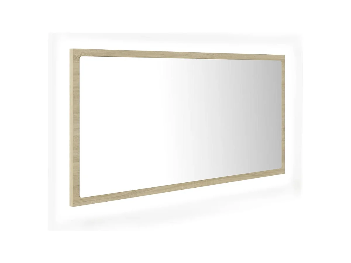 Specchio da bagno a LED 90 x 8,5 x 37 cm rovere acrilico 02_0006964