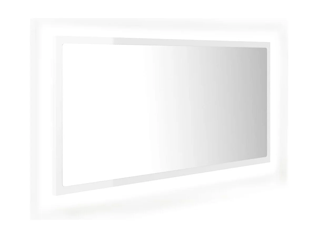 Specchio da bagno a LED 90 x 8,5 x 37 cm acrilico bianco lucido 02_0006978