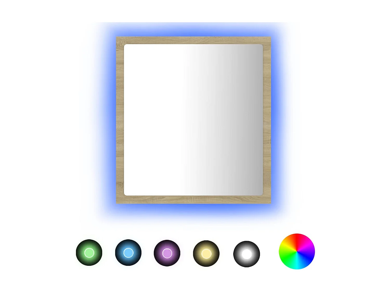 Specchio da bagno a LED 40 x 8,5 x 37 cm rovere acrilico 02_0006961