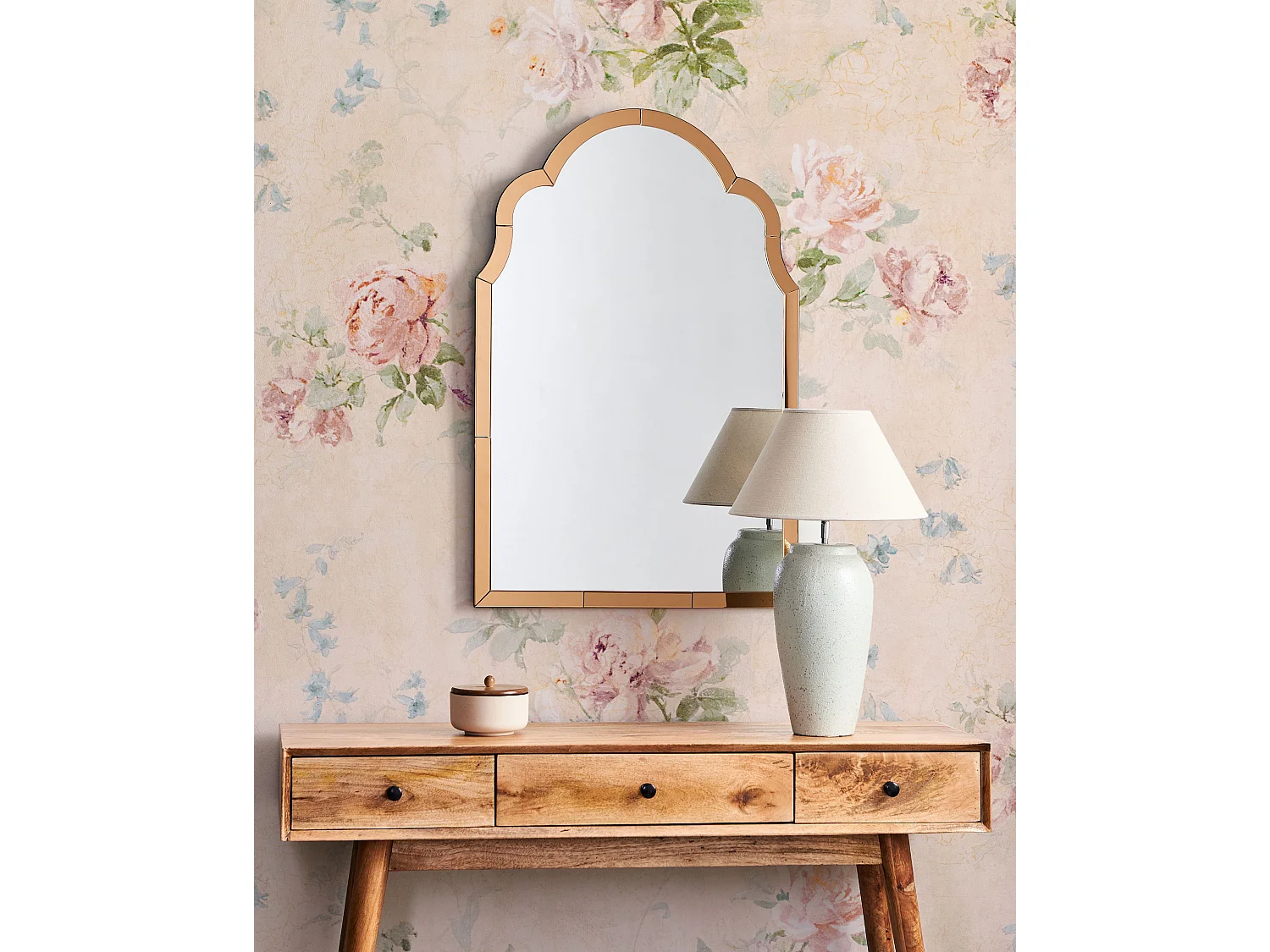 Wandspiegel kupfer 60 x 89 cm geschwungener Rahmen Art-Déco-Stil Norville