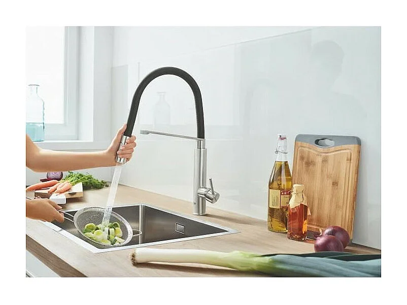 GROHE Keukenkraan met Hoge Uitloop en Uittrekbare Handdouche Supersteel