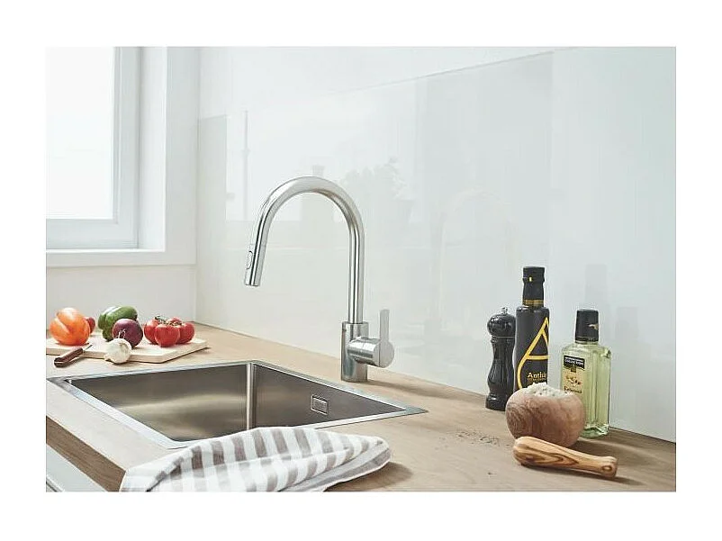 Mengkraan Keuken Met Hoge Uitloop en Uittrekbare Handdouche 2 Straalsoorten GROHE - Grijs