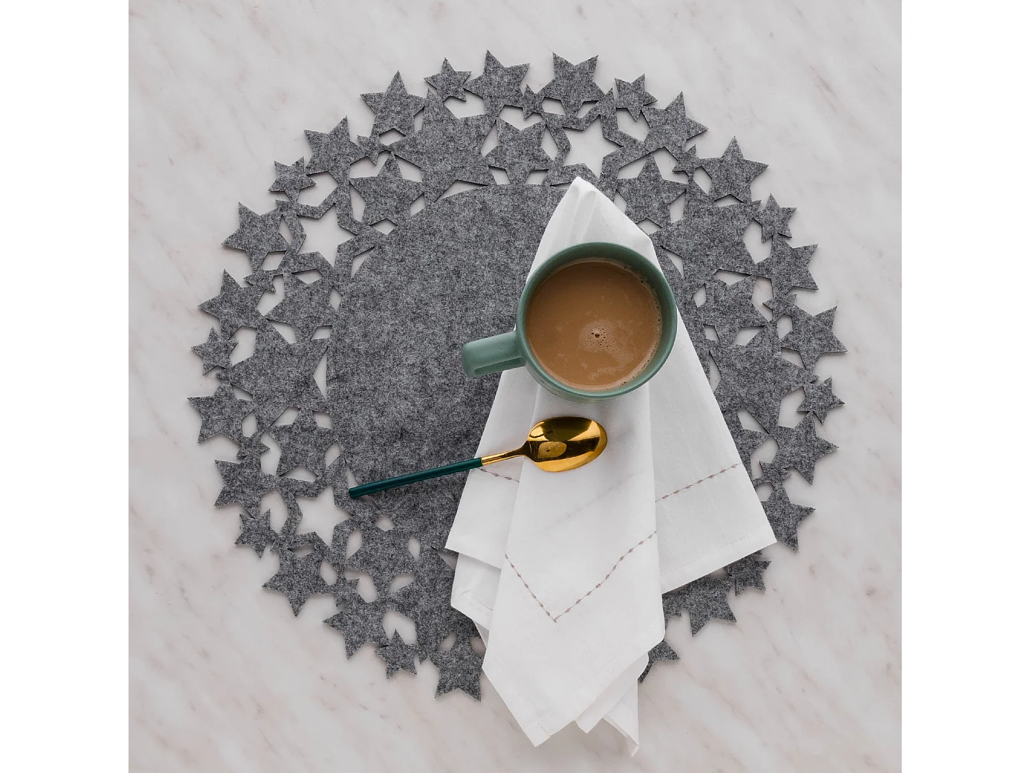 Dekoratives Tischset Stille mittelgrau Ø38 Filz