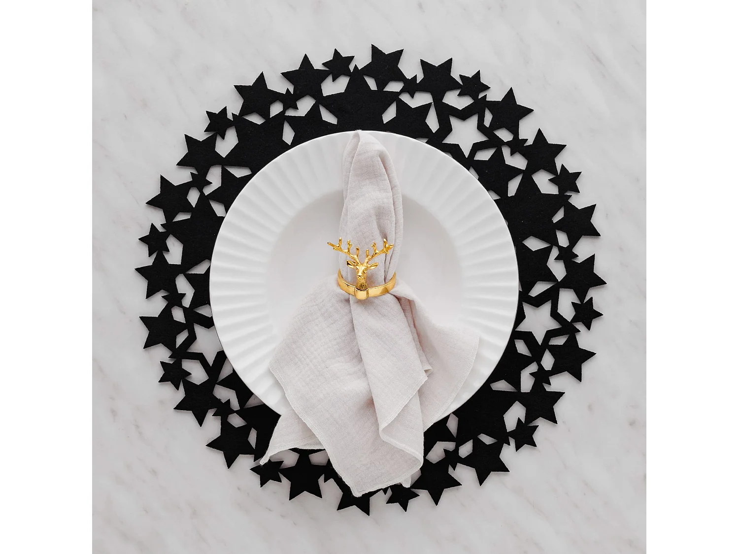 Dekoratives Tischset Stille mittelschwarz 38 cm