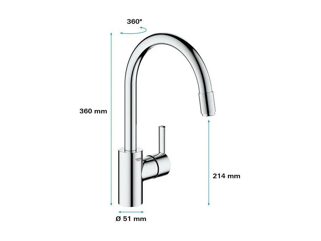 Mitigeur évier chromé bec haut FEEL - GROHE - 32671002