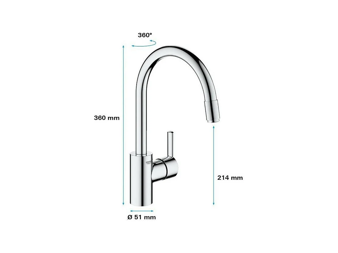 Chrom Küchenarmatur GROHE Feel mit hohem Auslauf und herausziehbarer Brause