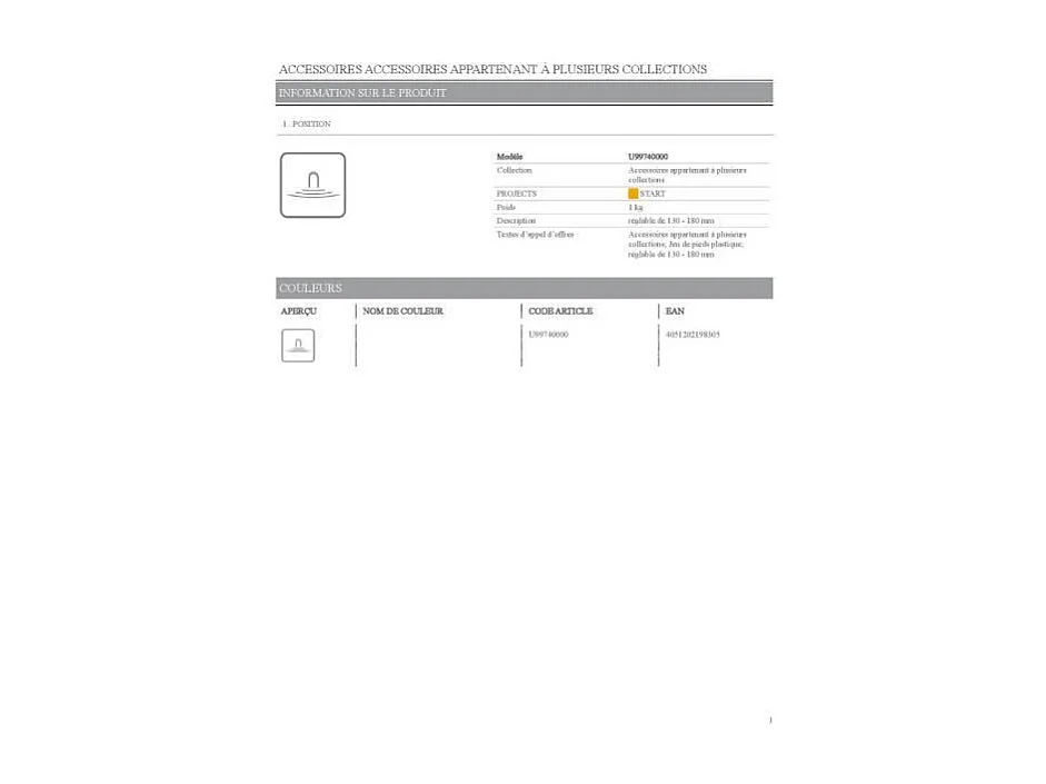 - Jeu de pieds pour baignoire réglable de 130-180mm