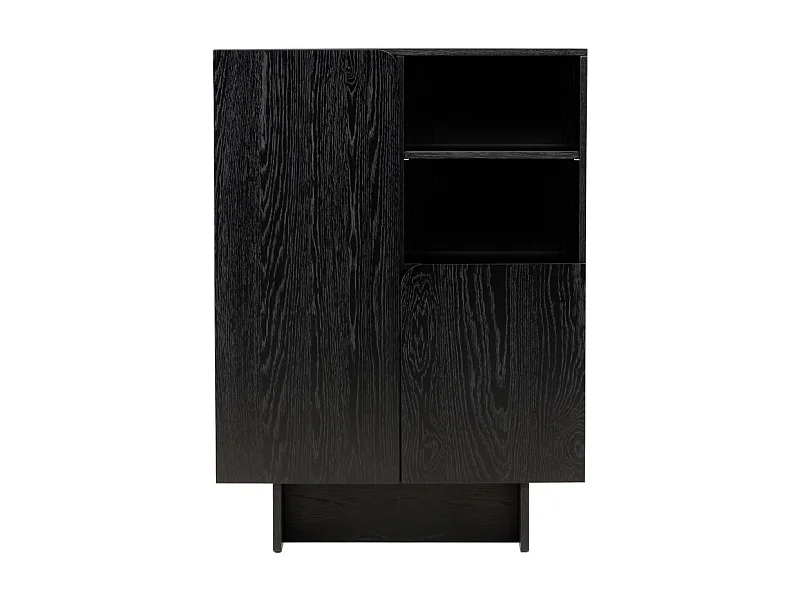 Tyreso - Buffet haut 2 portes, 2 niches en bois H110cm - Noir