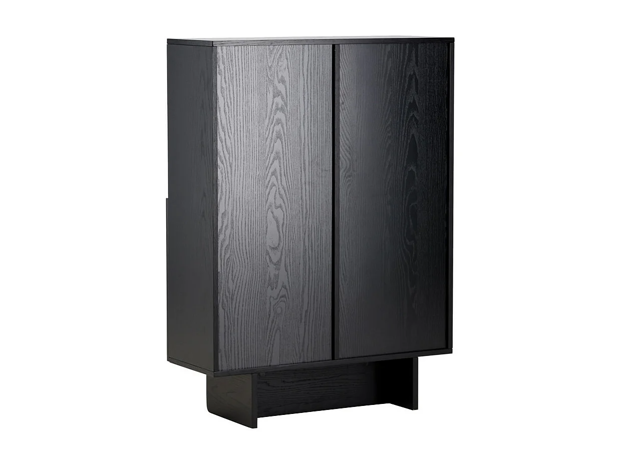 Tyreso - Buffet haut 2 portes, 2 niches en bois H110cm - Noir