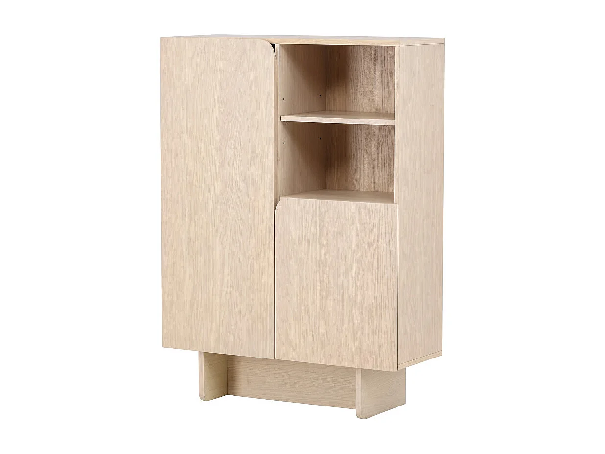 Tyreso - Buffet haut 2 portes, 2 niches en bois H110cm - Bois clair