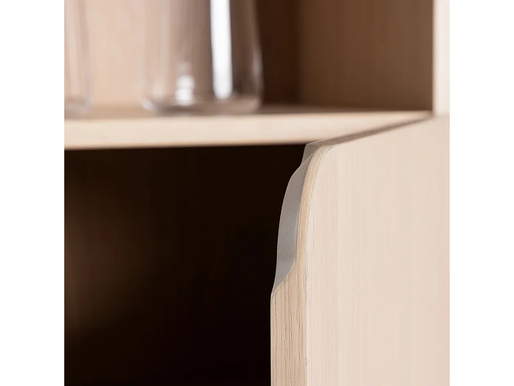 Tyreso - Buffet haut 2 portes, 2 niches en bois H110cm - Bois clair