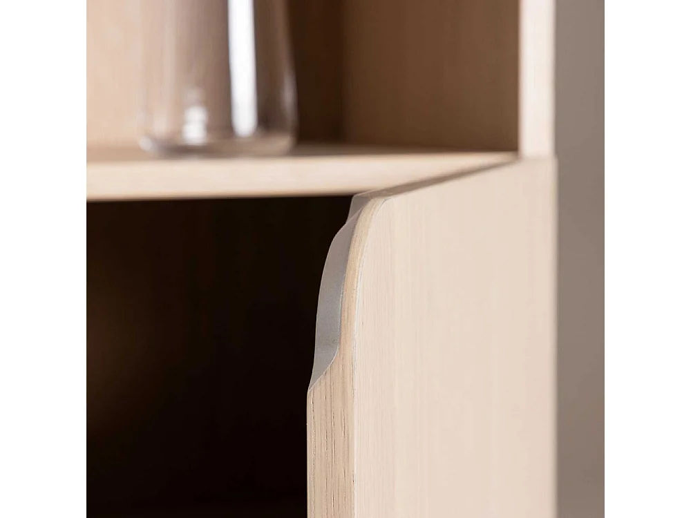 Tyreso - Buffet haut 2 portes, 2 niches en bois H110cm - Bois clair