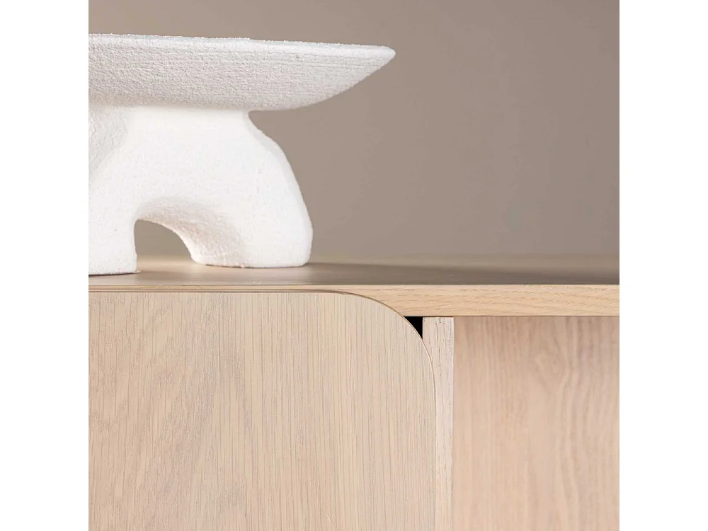 Tyreso - Buffet haut 2 portes, 2 niches en bois H110cm - Bois clair