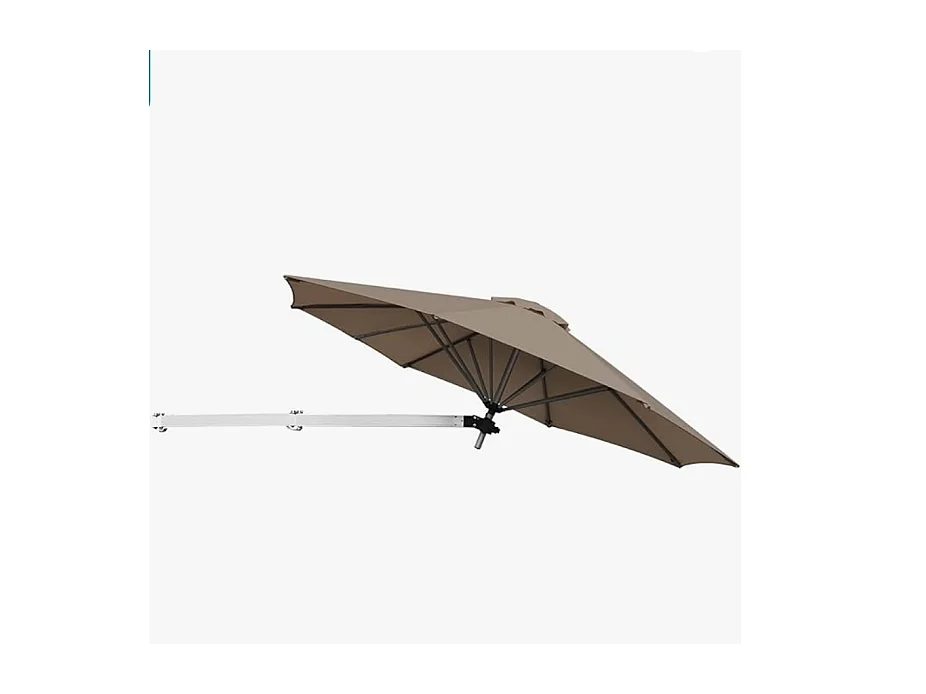 Parasol Mural en Aluminium Ø 250 CM, Parasol en Porte-à-Faux de Balcon avec Mât Réglable, Parasol Inclinable avec Tissu anti-UV et Évent, pour Terrasse, Jardin, Café (Brun)